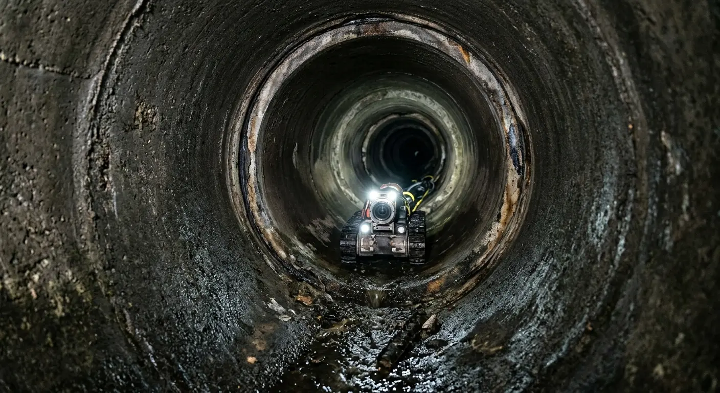 Robotic sewer camera inspecting pipe interior for Drain Snake Service in Upper Grand Lagoon